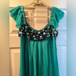 Catherine Malandrino, green dress with beats. Size 4